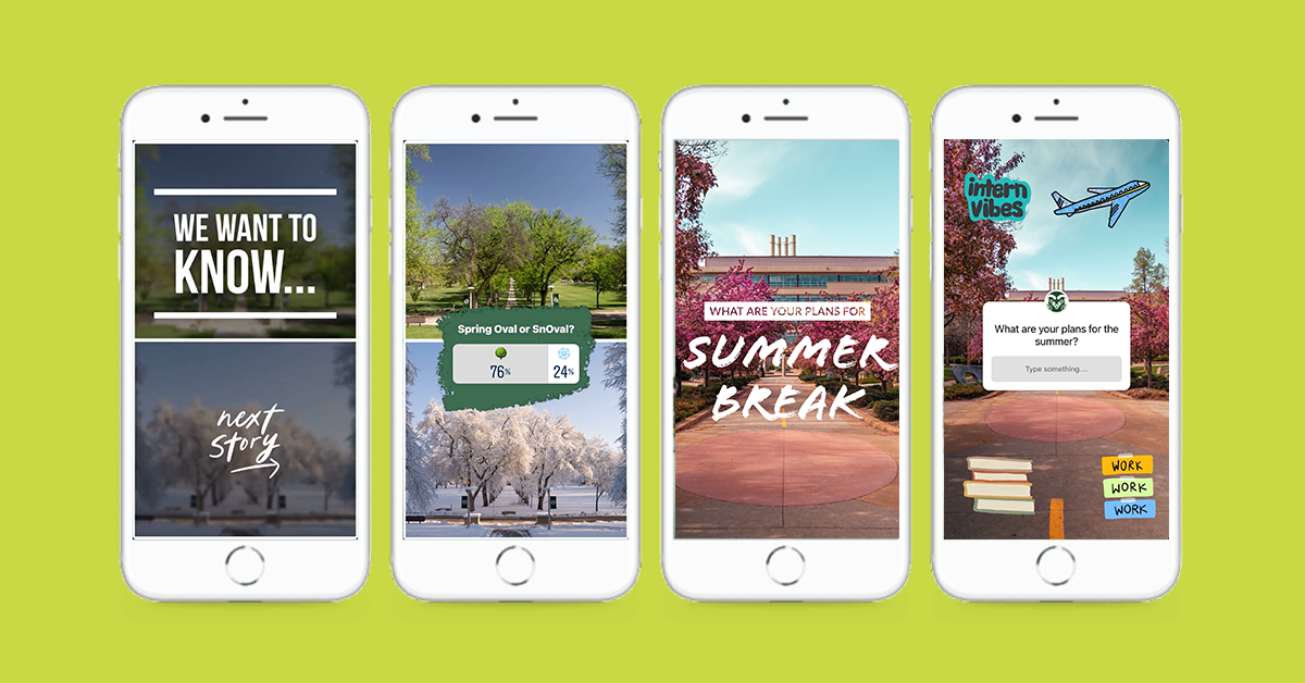 Instagram Stories features including polls, stickers, and slideshow format