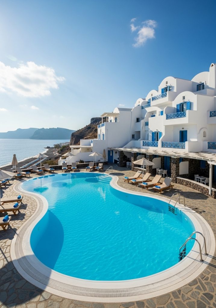 Swming pool in Santorini