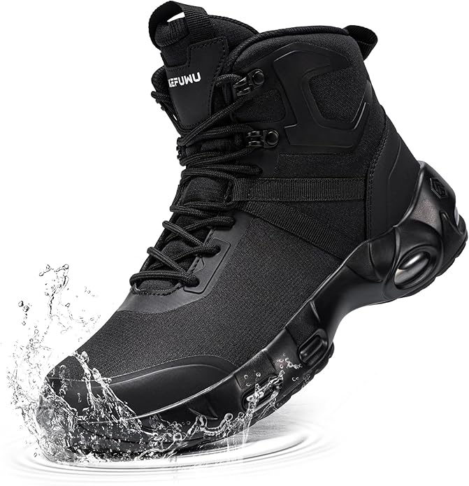 Military Tactical Boots Women Wide Waterproof 6 Inches Lightweight Durable Side-Zip Combat Hiking Work Boots Non Slip