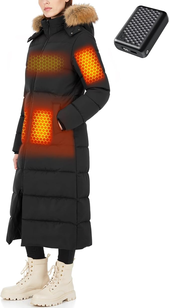 Wulcea Graphene Heated Jacket For Women 12V 18400mAh Fast Charge Large Capacity Battery