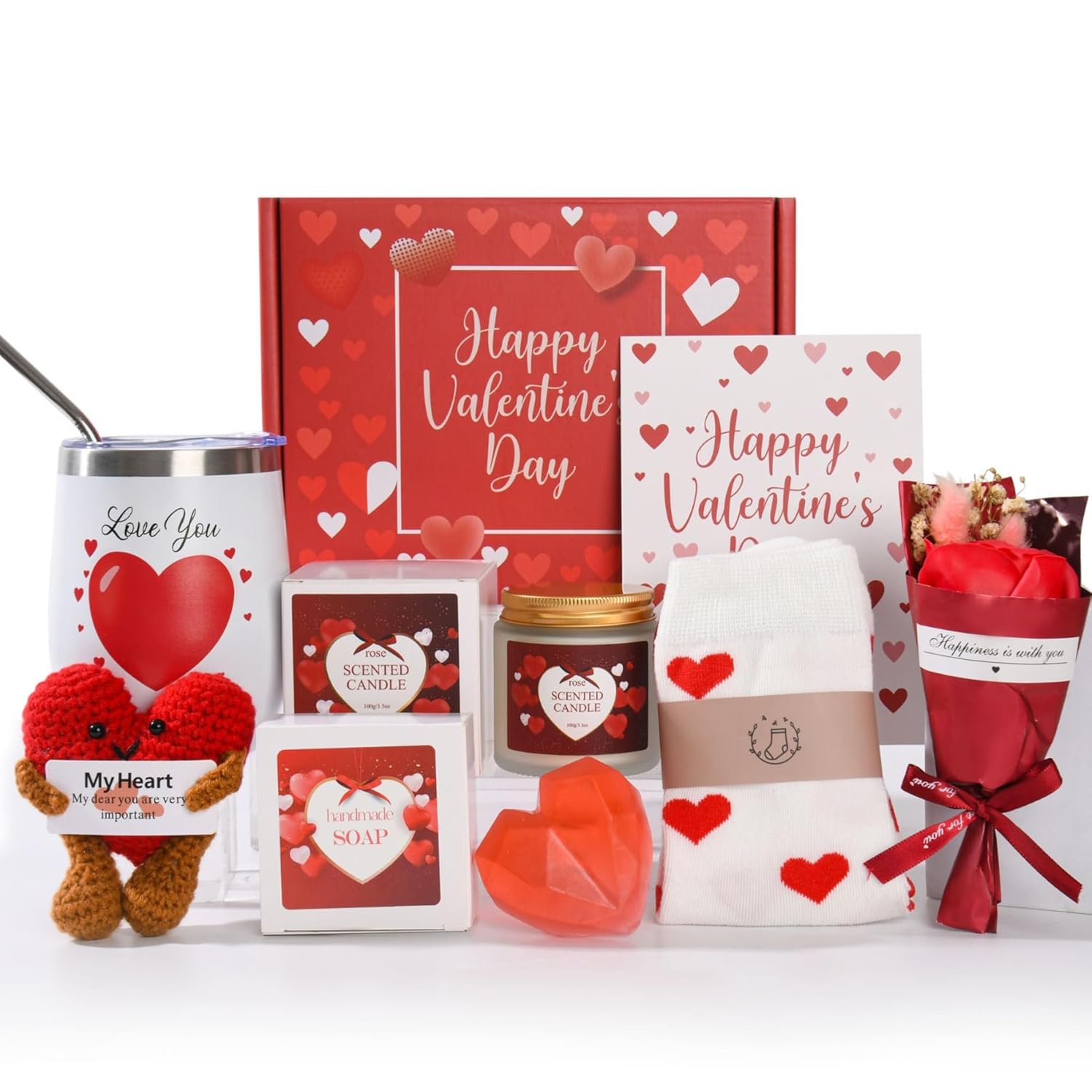 Luxury Valentine’s Spa Gift Set for Her – 10-Piece Romantic Self-Care Box with Scented Candle, Bath & Body Treats, Relaxation Spa Kit for Women – Perfect Valentine’s Day Gift