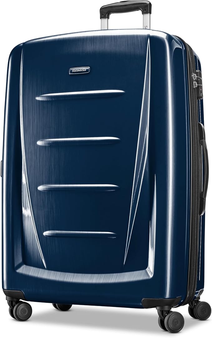 Samsonite Winfield 2 Hardside Expandable Luggage with Spinner Wheels, Navy, Checked-Large 28-Inch