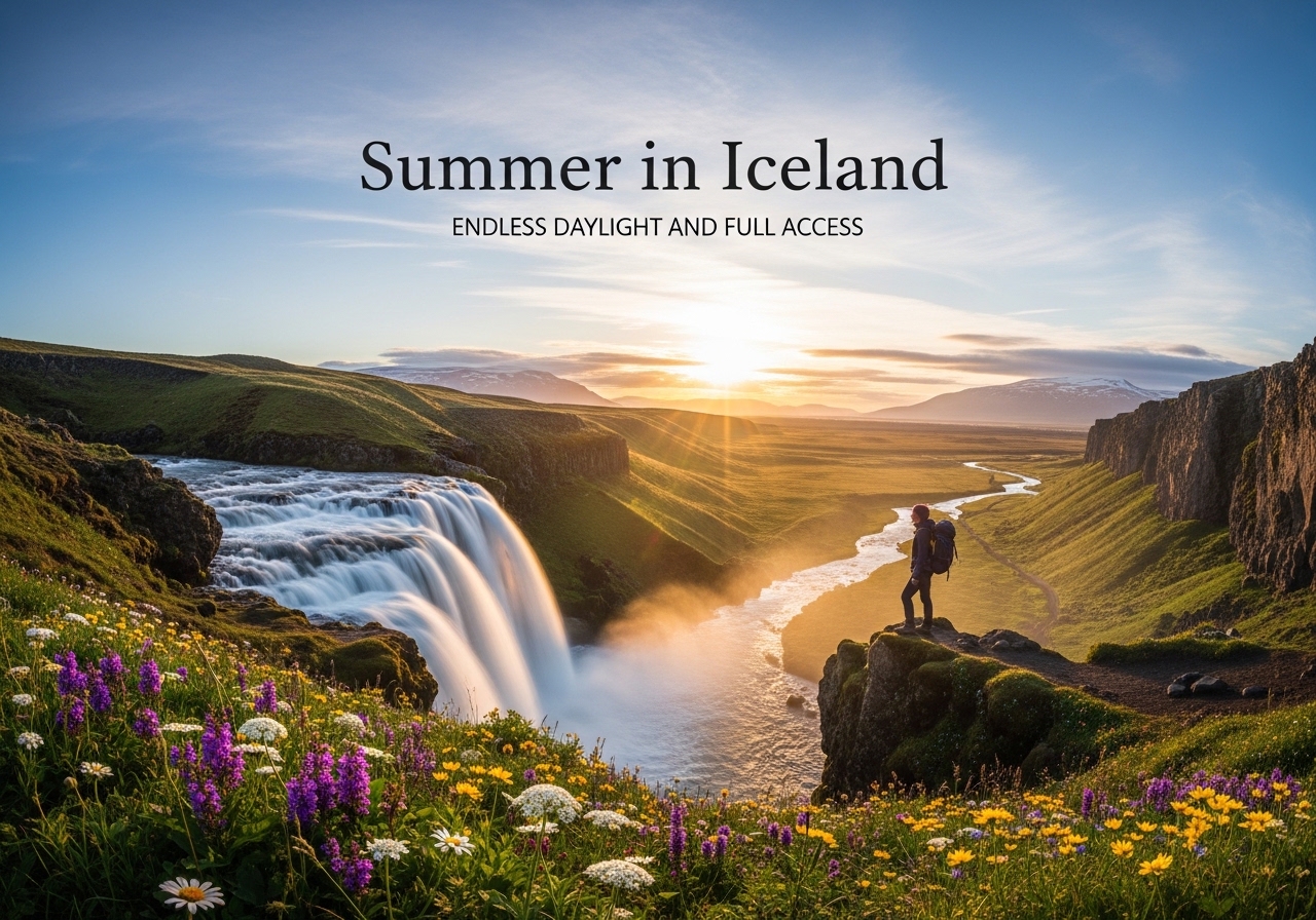 Summer in Iceland (June–August): Endless Daylight and Full Access
