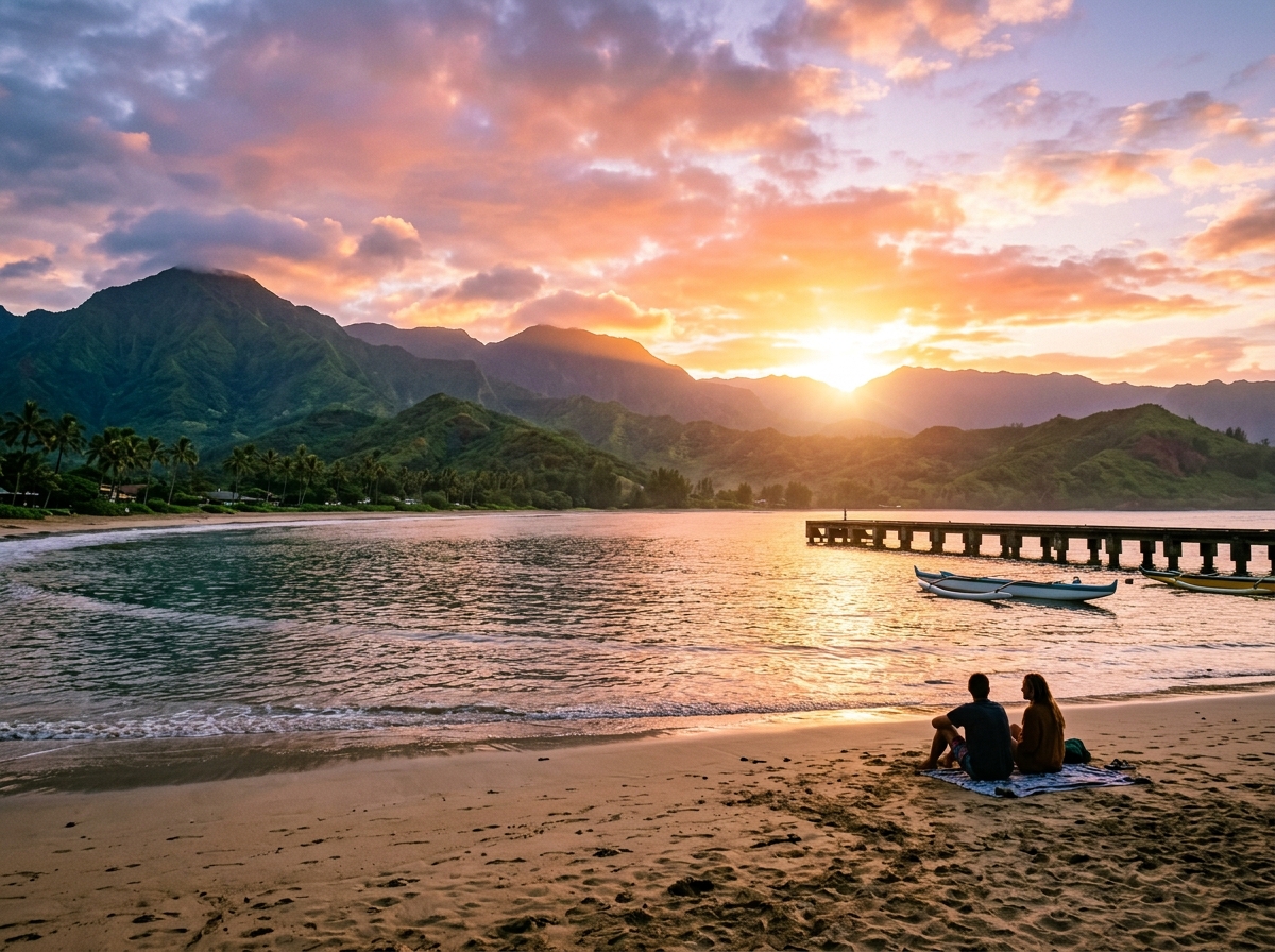 Watch the Sunrise at Hanalei Bay