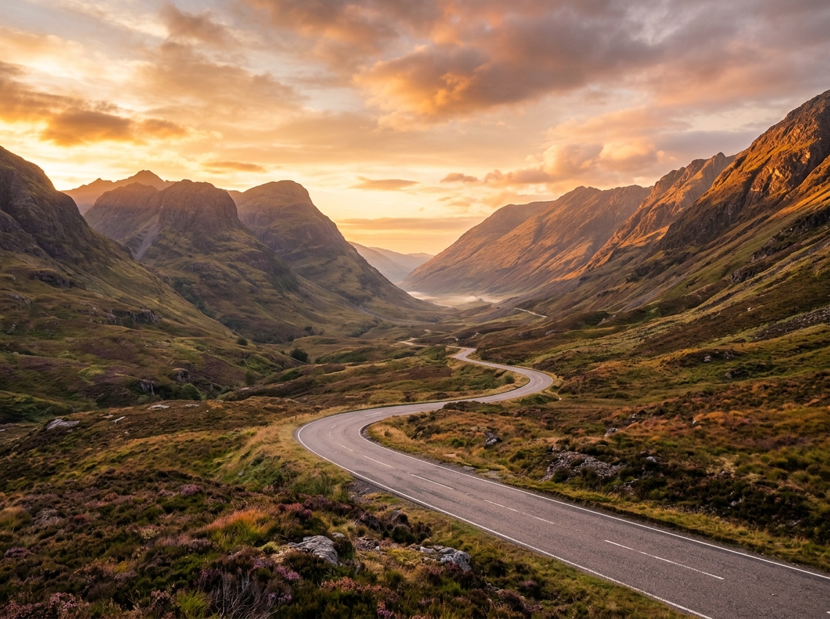 Scottish Highlands at sunrise