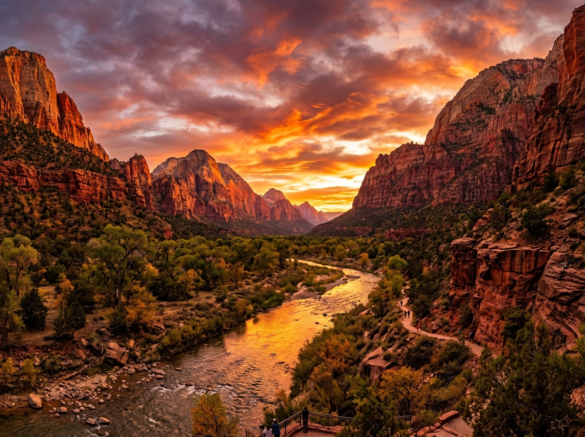 sunset over zion national park