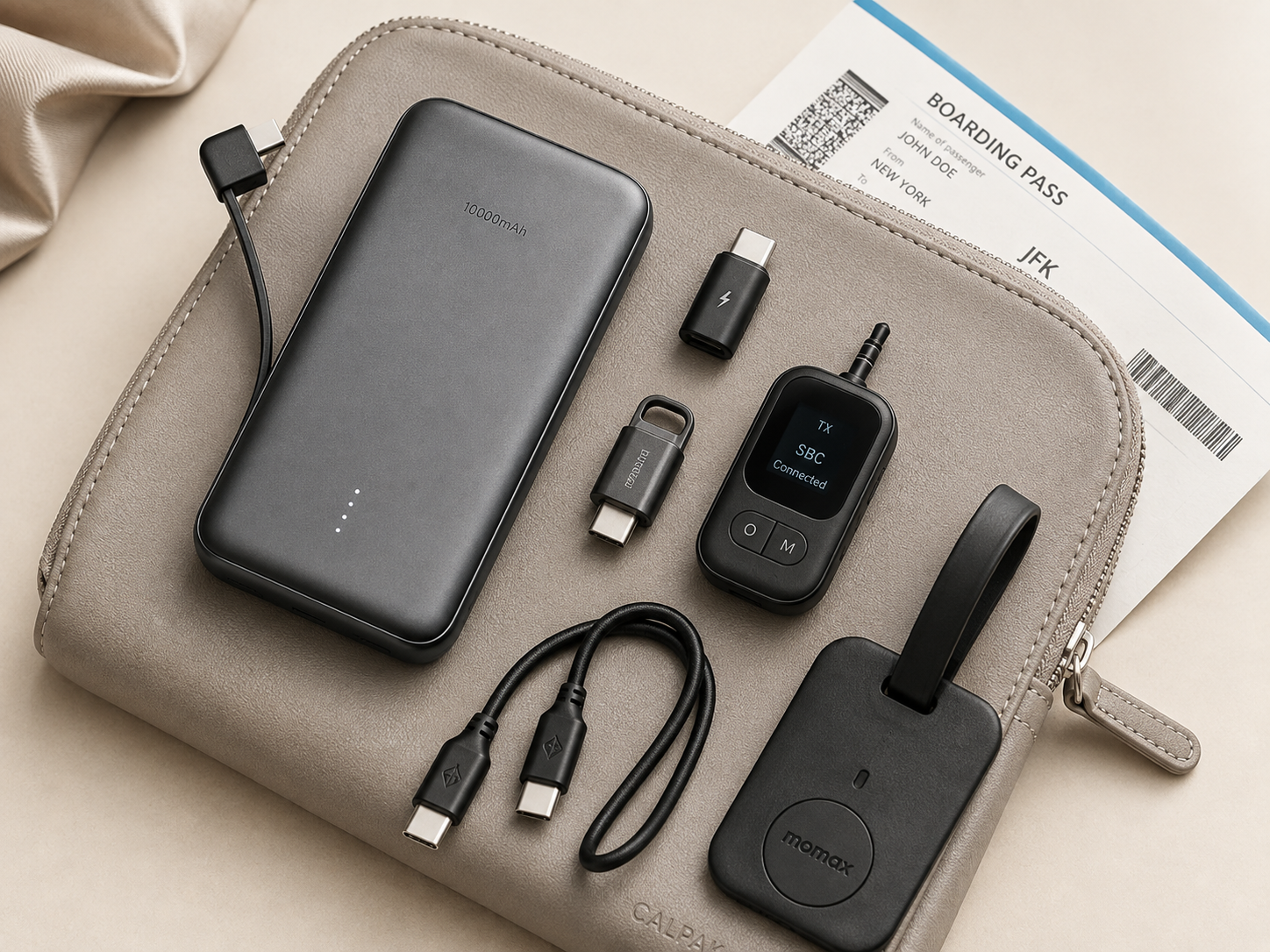 Travel Tech Essentials Flat Lay