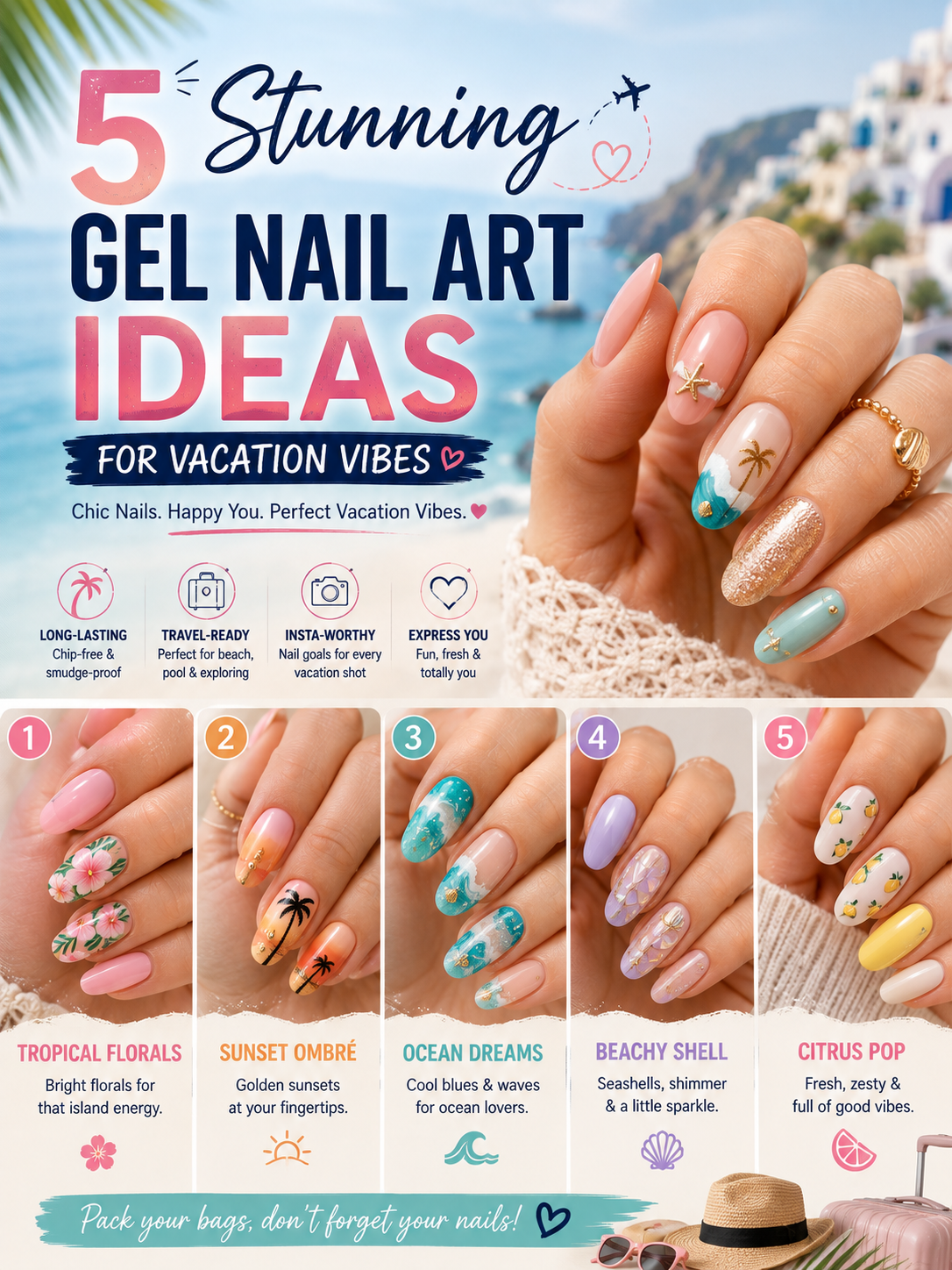 5 Stunning Gel Nail Art Ideas for Vacation Vibes