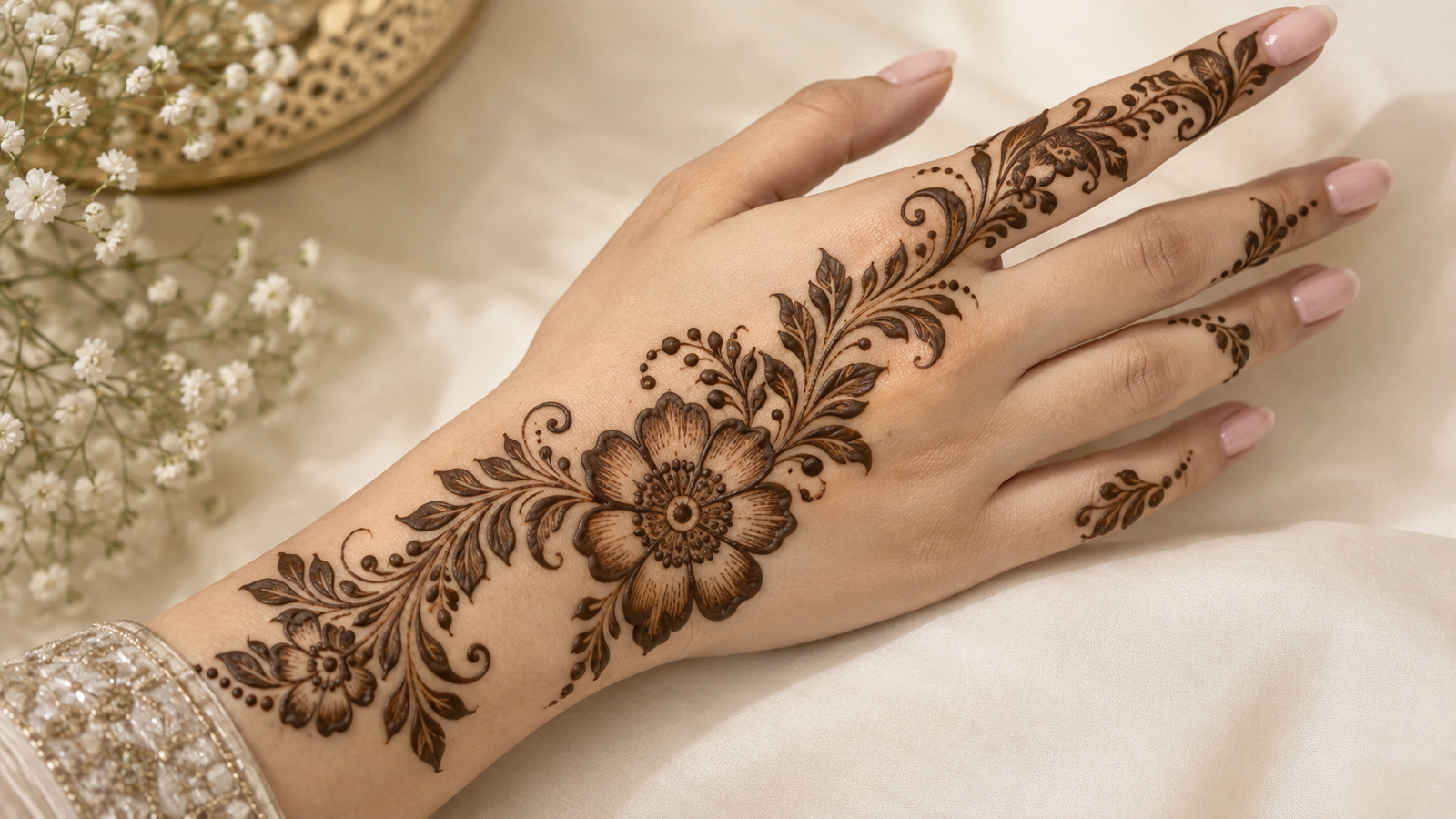 Arabic Back Hand Mehndi Design