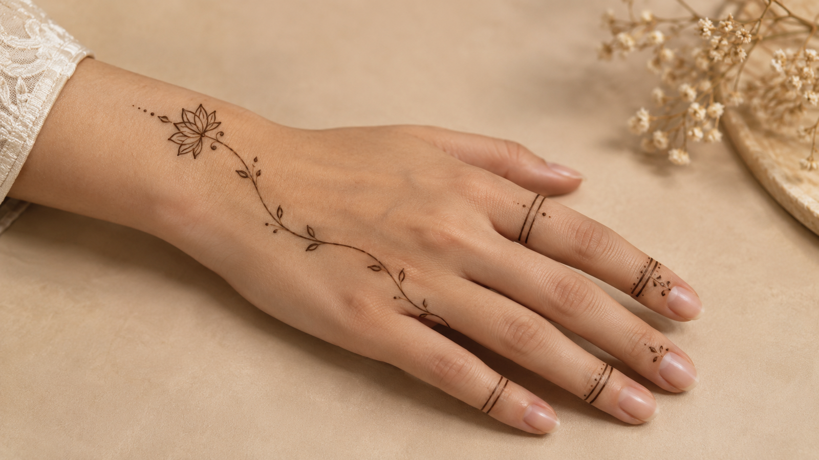 Minimal Back Hand Mehndi Design