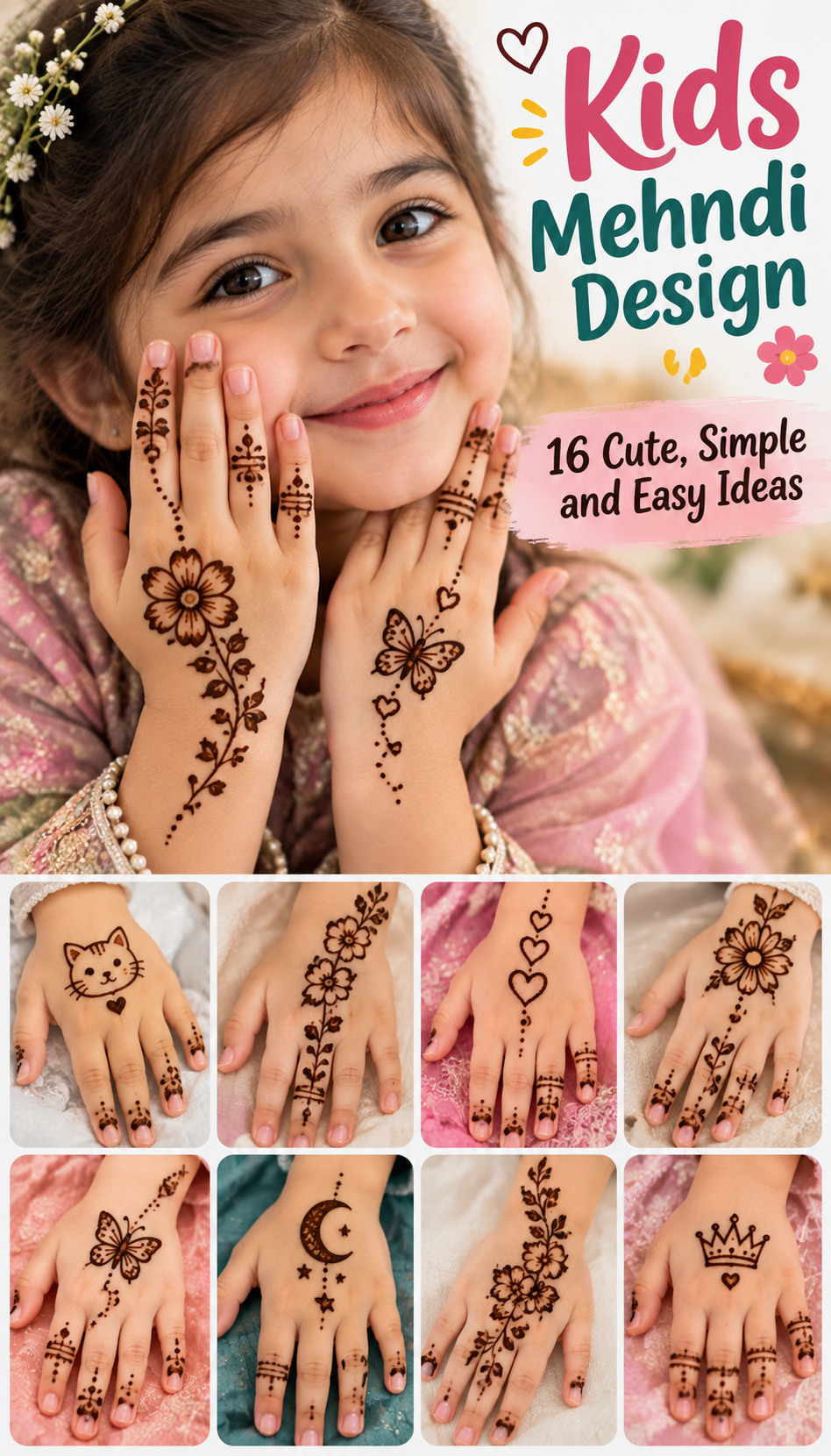 Kids’ Mehndi Designs Collage