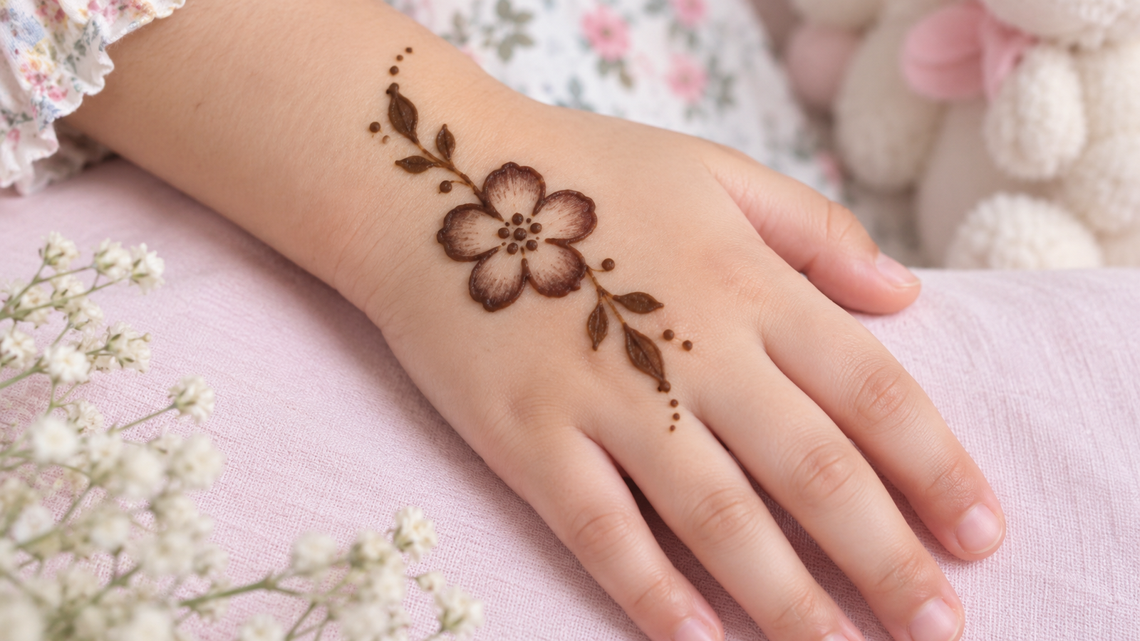 Delicate Henna Flower on Hand