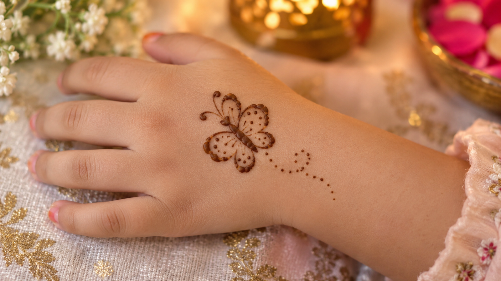 Butterfly Henna on a Child’s Hand
