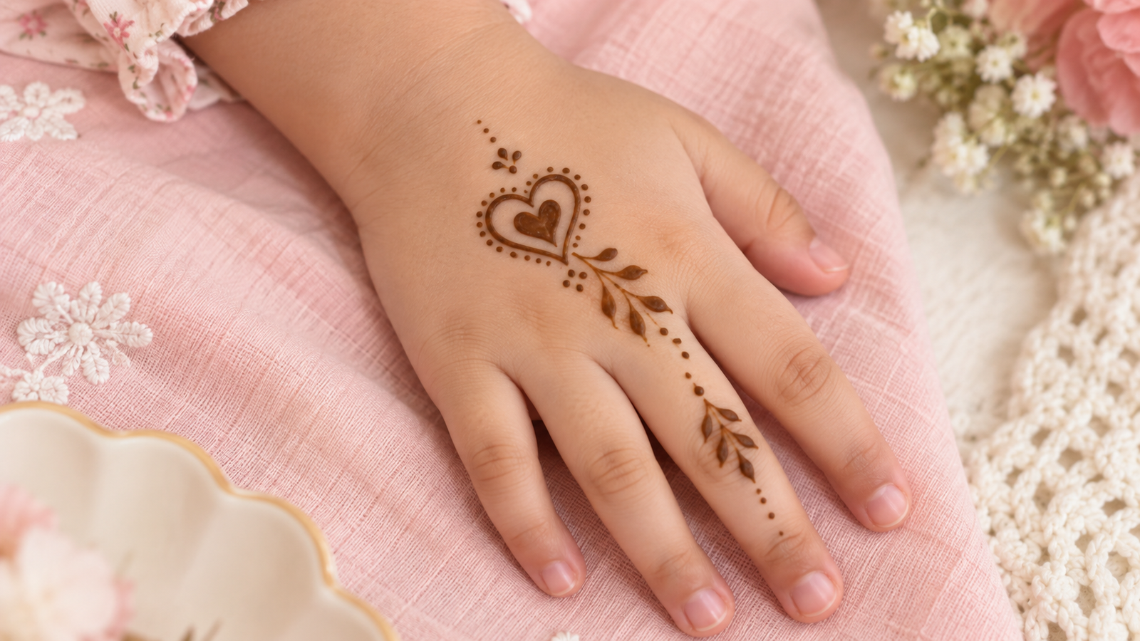 Heart Mehndi Design for Kids