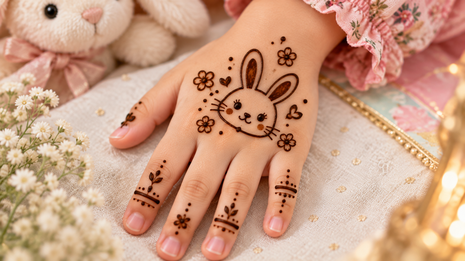 Whimsical Bunny Henna Hand