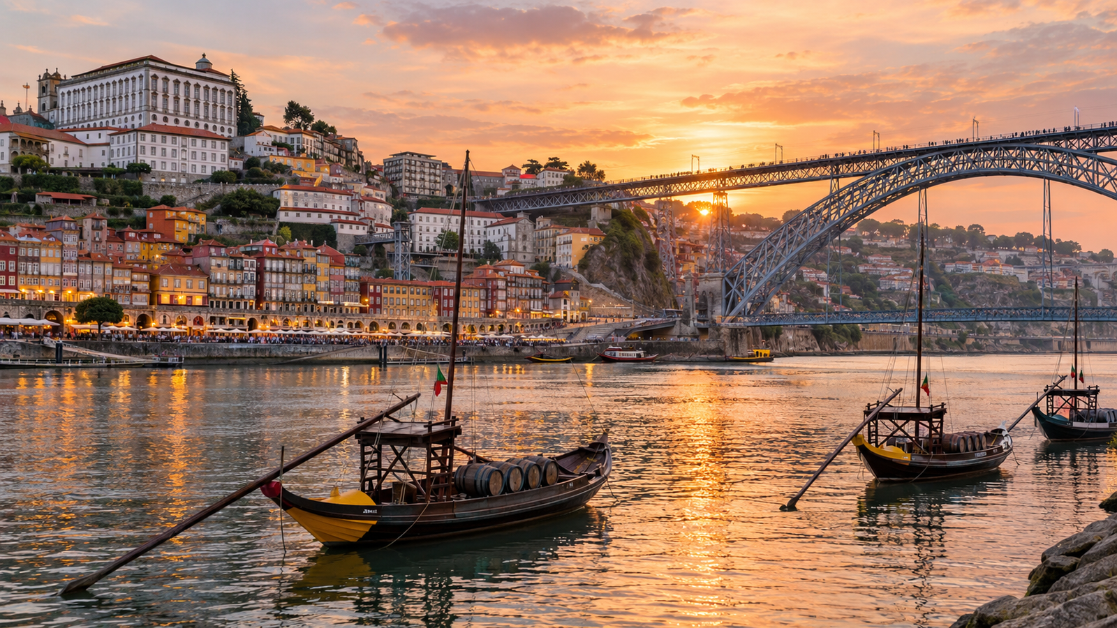 Sunset Over Porto’s Rabelo Boats