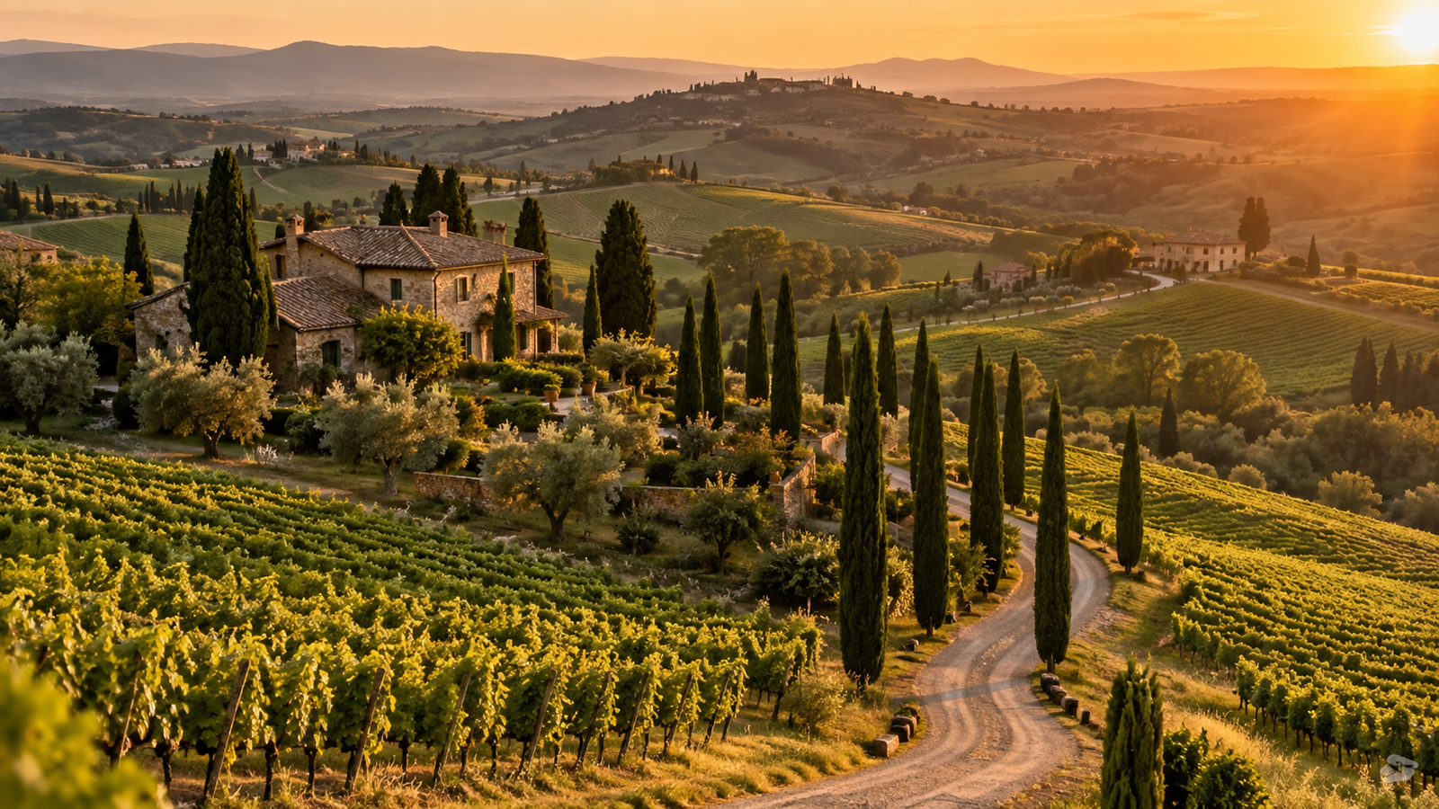 Tuscan Vineyard Sunset Villa