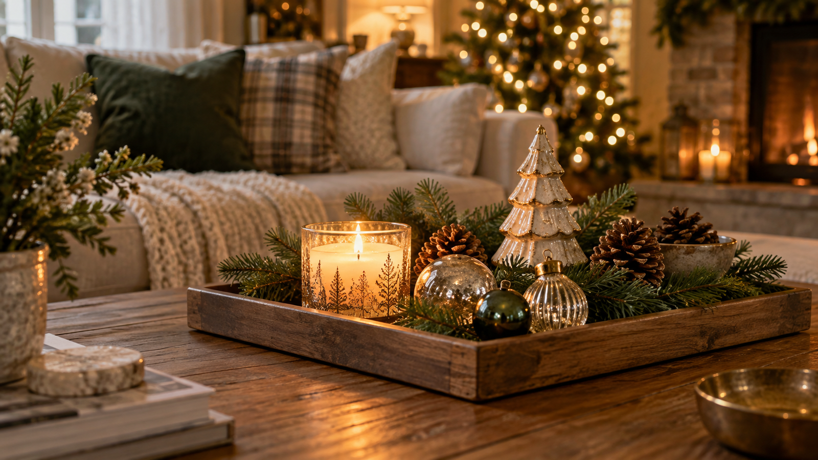 Cozy Christmas Candlelight Vignette

