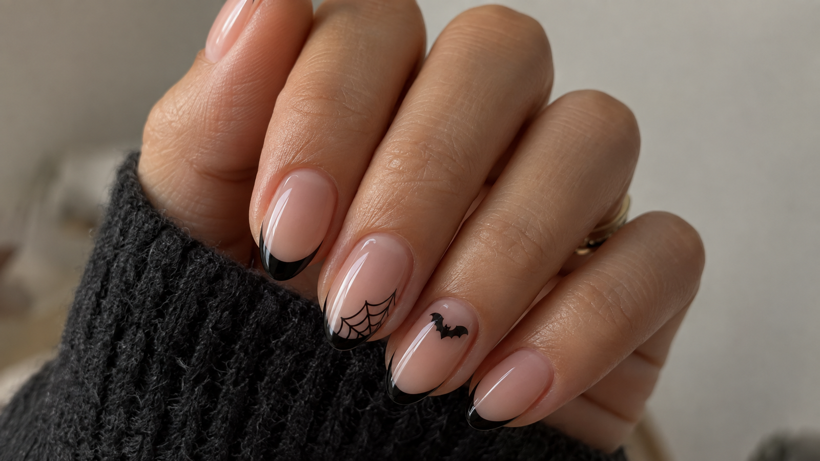 Glossy Halloween Nail Art Close-Up