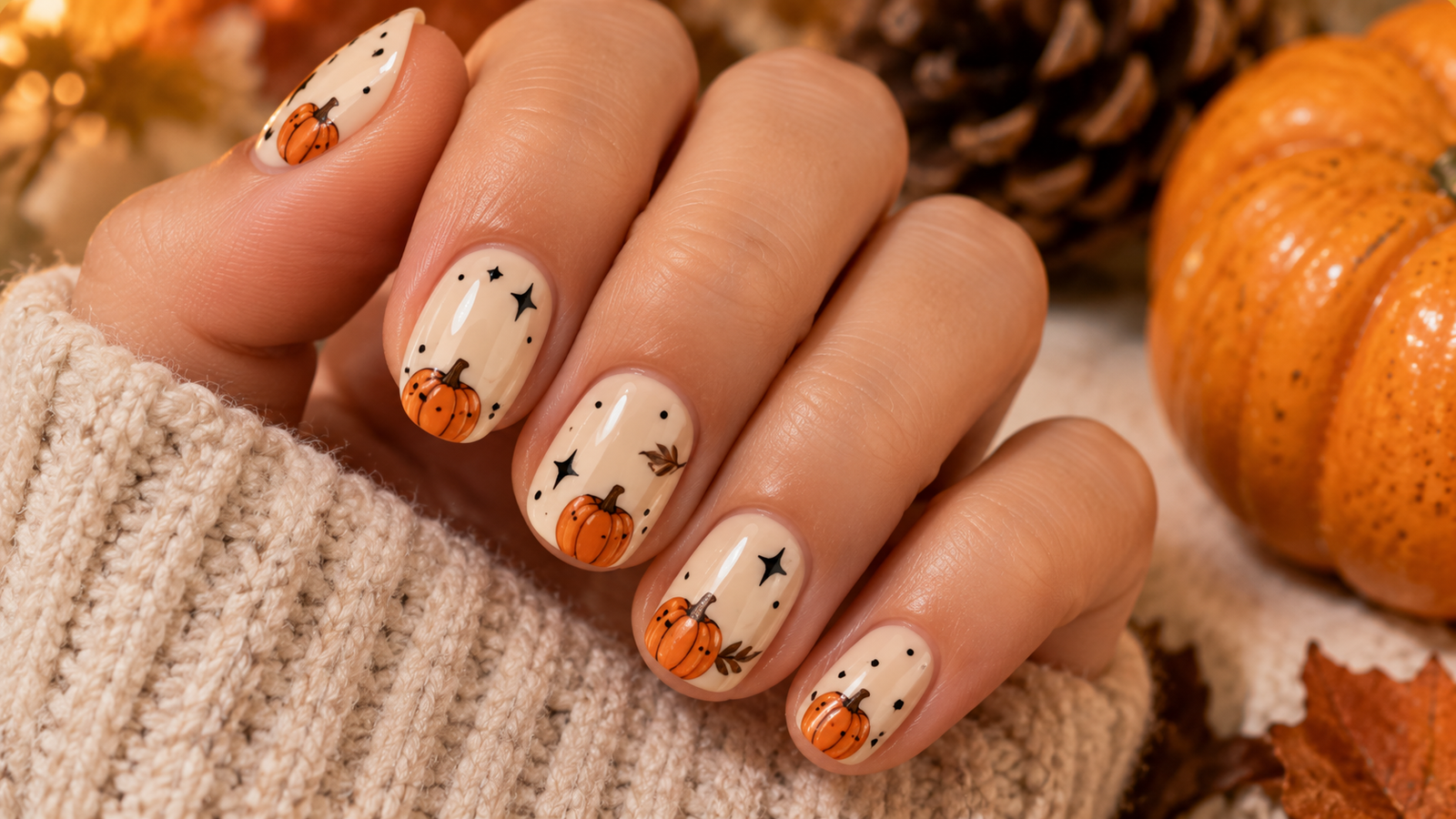 Cozy Autumn Pumpkin Nail Art