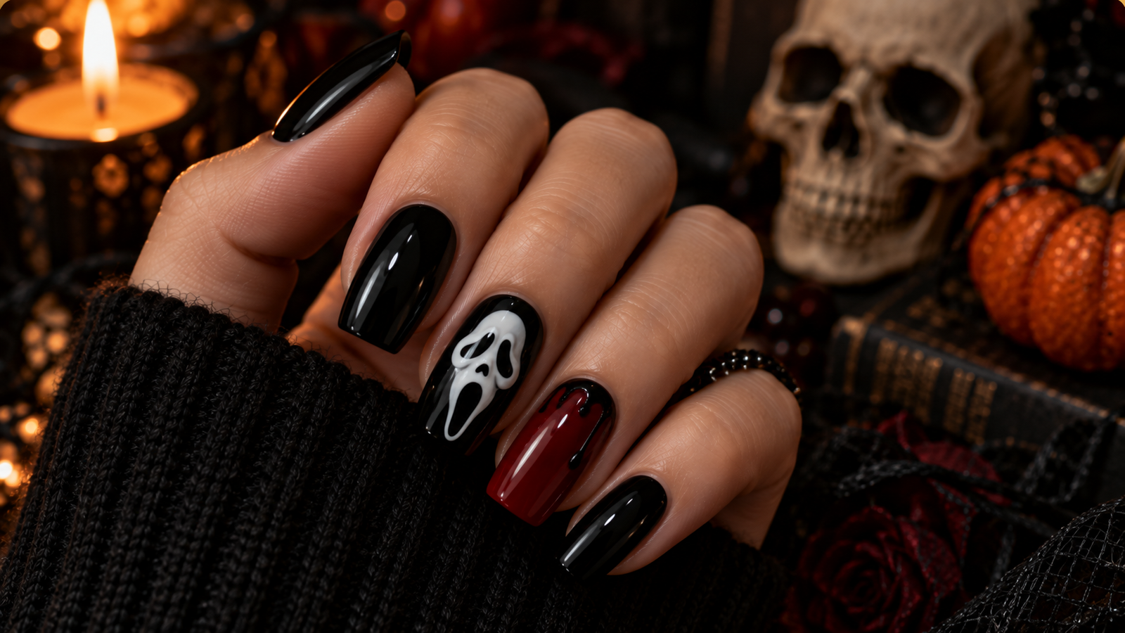 Gothic Halloween Manicure Still Life