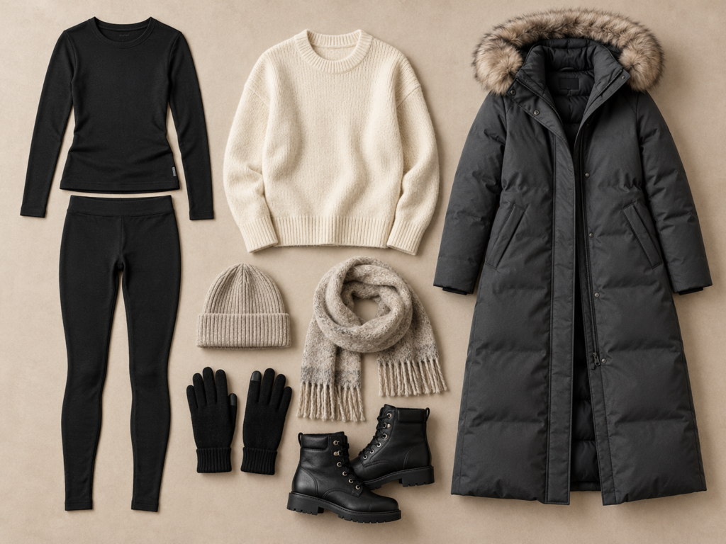 Neutral Winter Outfit Flat Lay
